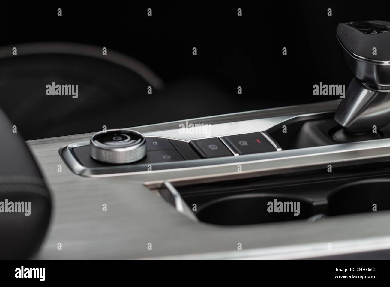 Parking brake of a modern car. Electronic handbrake. Modrn car hand