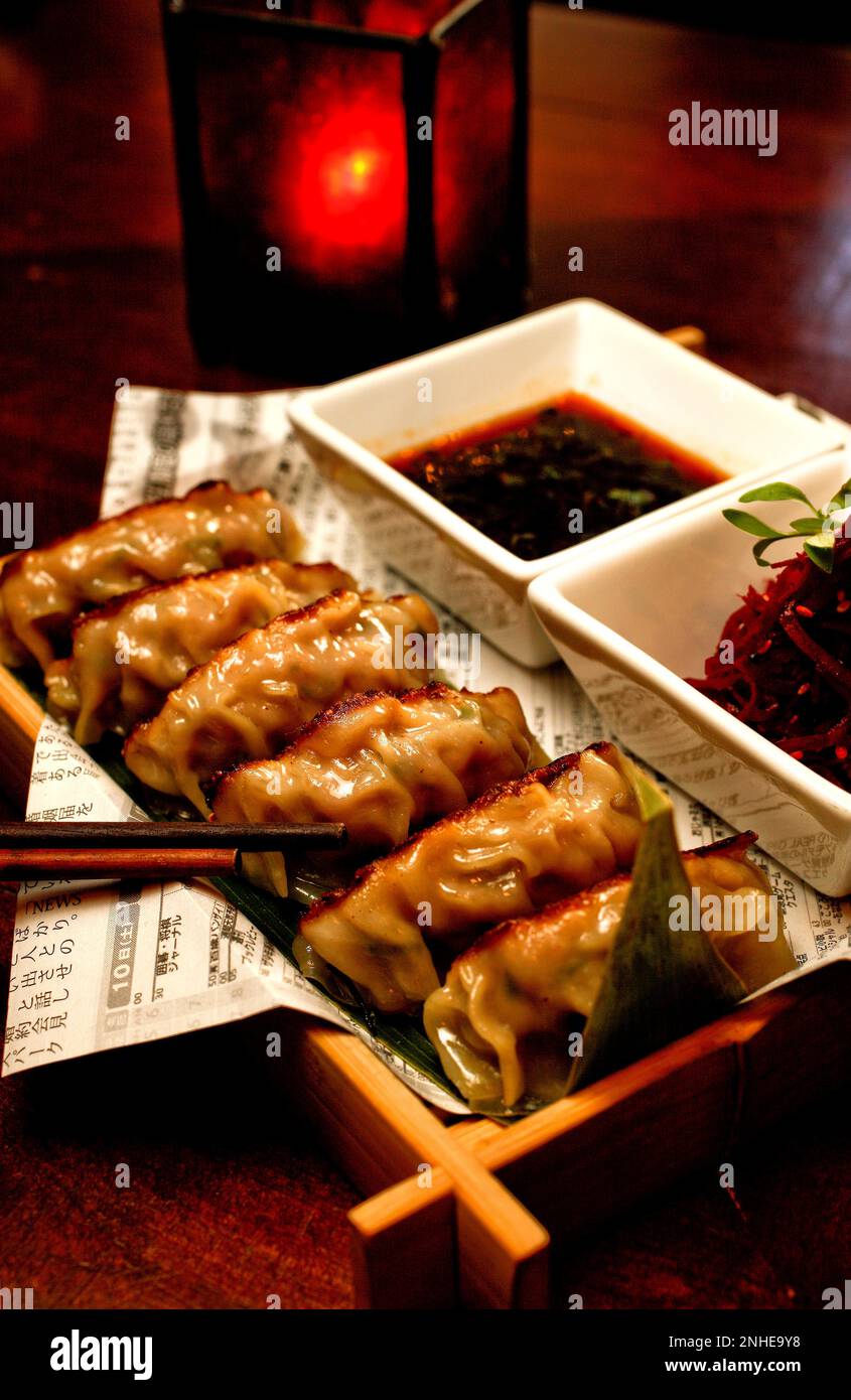 Chicken and Shitake Mushroom potstickers at "Umami" in the Cow Hollow
