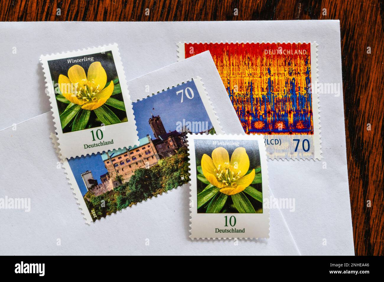 German stamps 70 cent and 10 cent Stock Photo