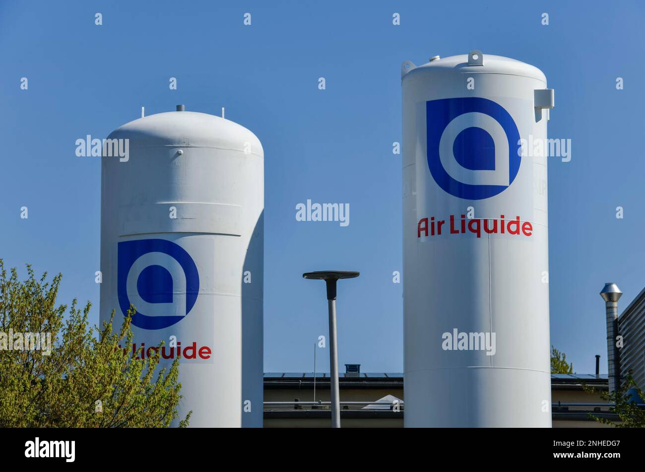 Gas tank, Air Liquide, Magnusstrasse, Adlershof, Treptow-Koepenick, Berlin, Germany Stock Photo