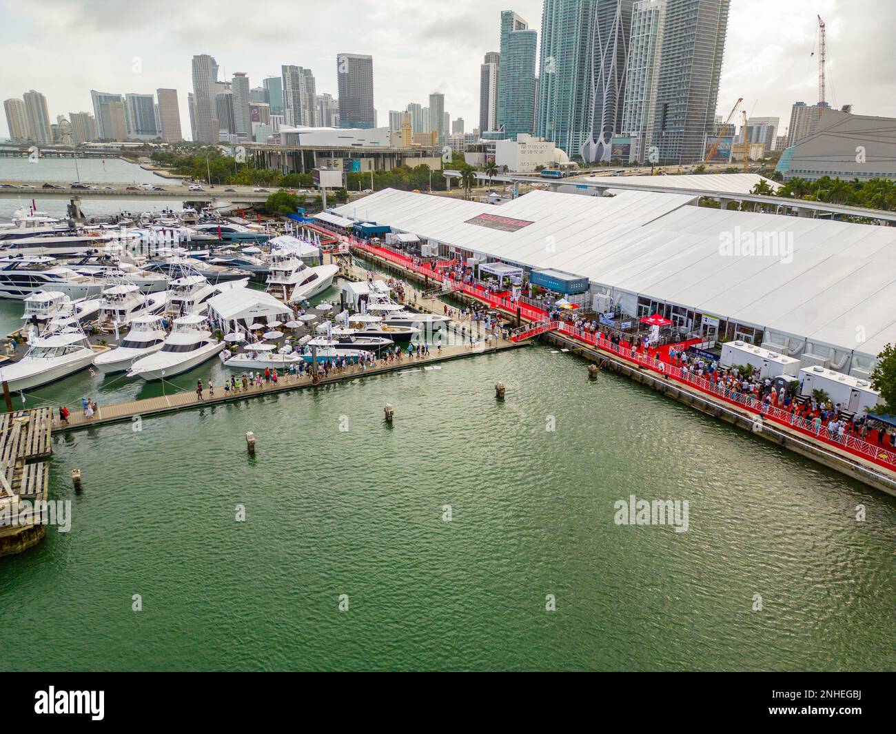 Miami, FL, USA February 18, 2023 Aerial drone photo Miami