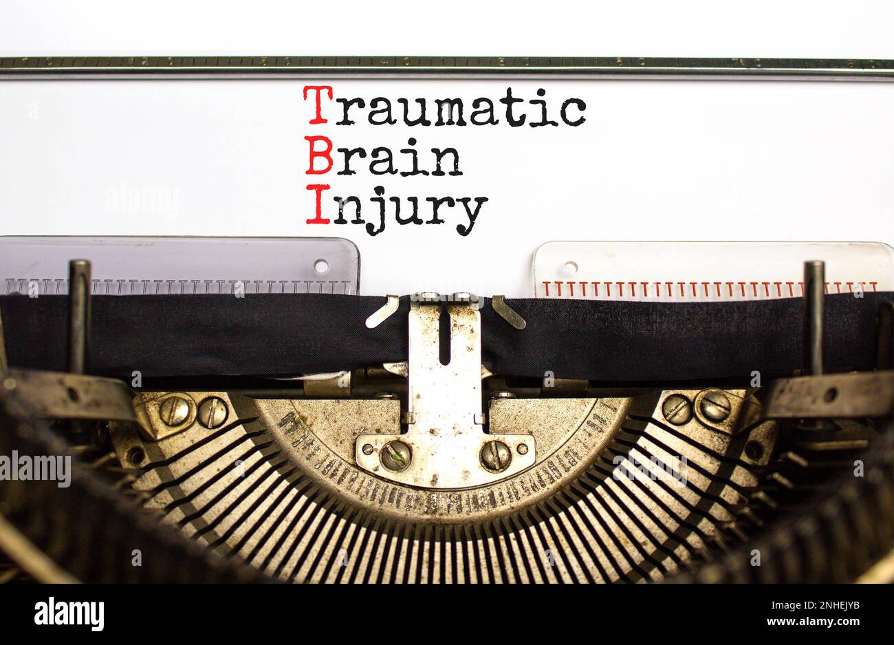 TBI traumatic brain injury symbol. Concept words TBI traumatic brain