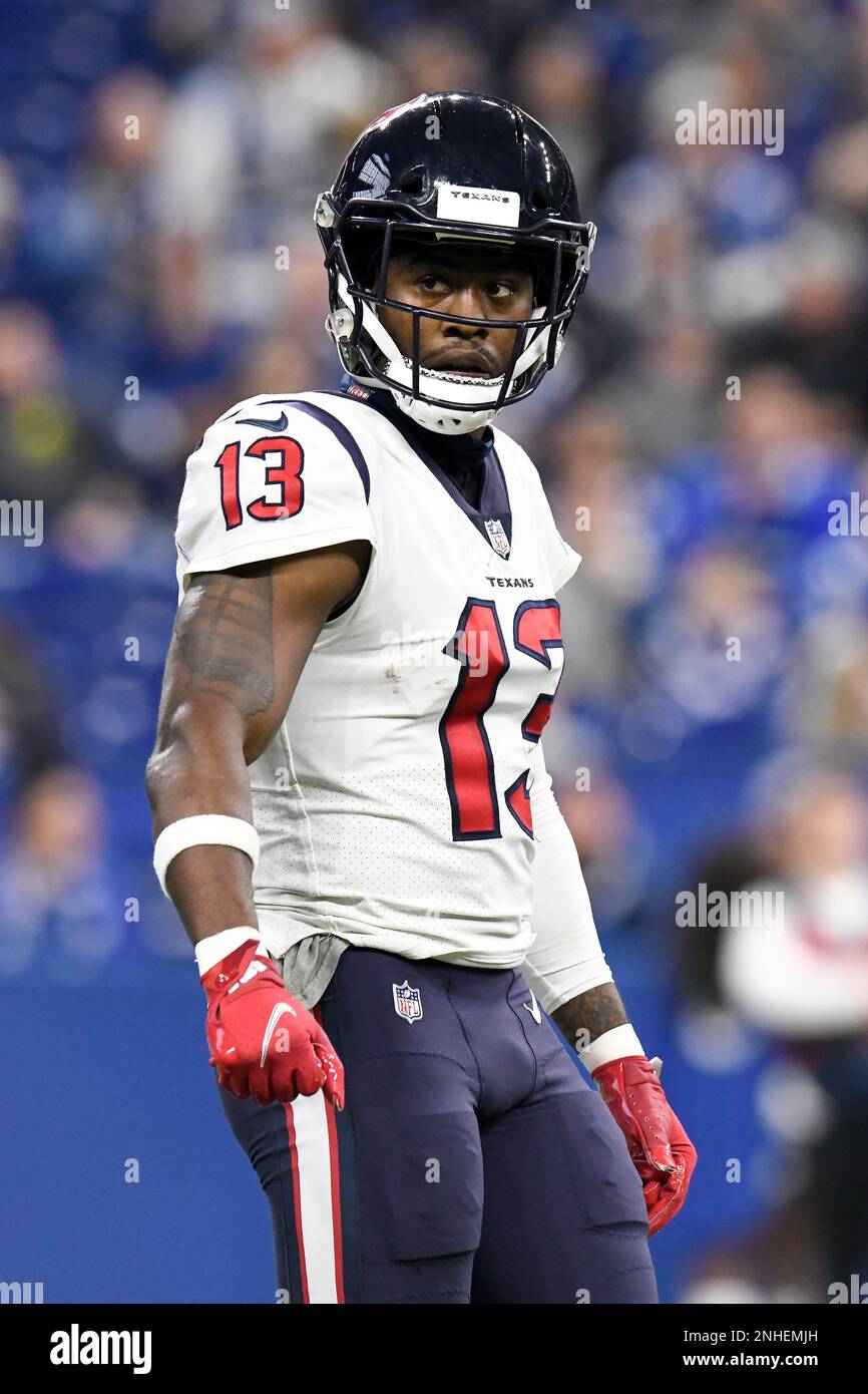 INDIANAPOLIS, IN - JANUARY 08: Houston Texans wide receiver Brandin Cooks  (13) waits for play to resume during the game between the Houston Texans  and the Indianapolis Colts on January 8, 2023