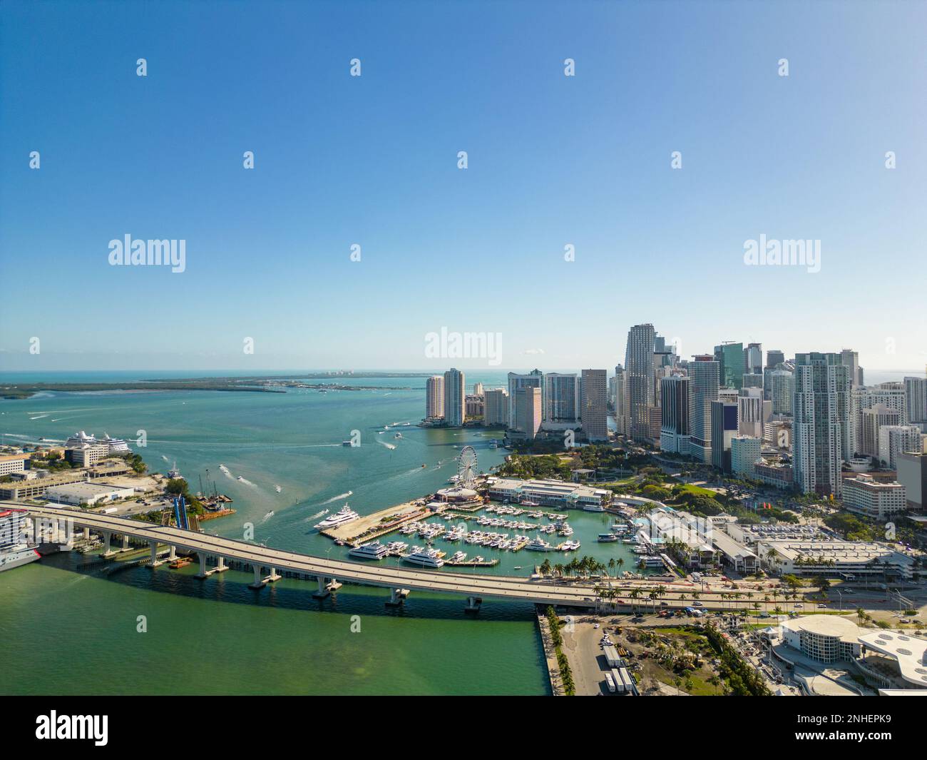 Aerial drone image Downtown Miami FL 2023 Stock Photo