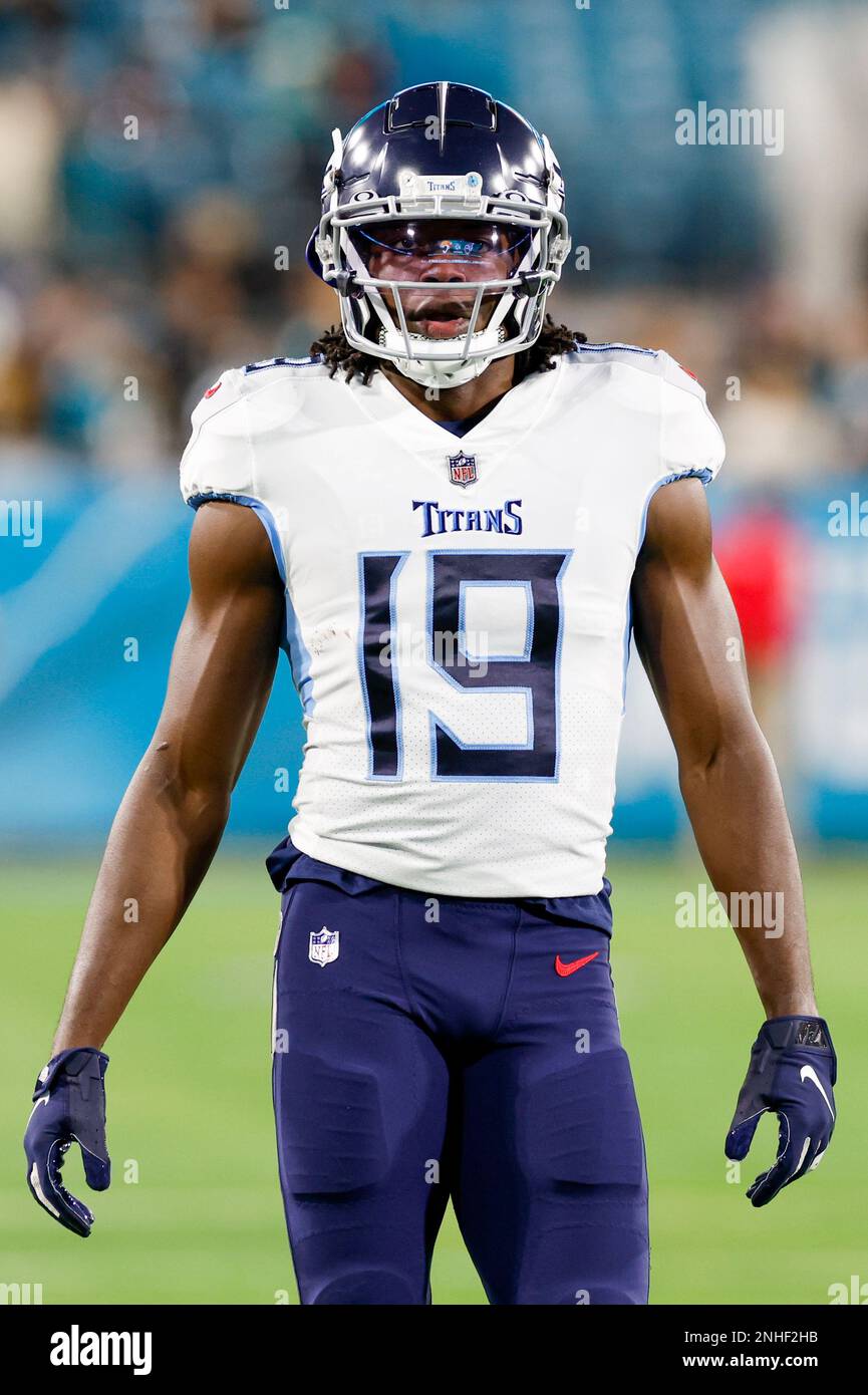 Jacksonville, Florida, USA. January 7, 2023: Jacksonville Jaguars wide  receiver JAMAL AGNEW (39) gets tackled after returning the ball during the  Jacksonville Jaguars vs Tennessee Titans NFL game at TIAA Bank Field