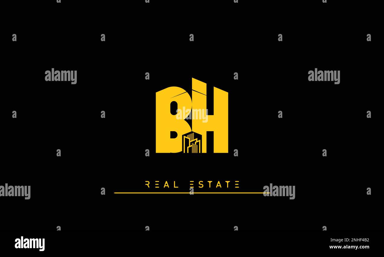 Real Estate letters Initials Monogram logo BH , HB Stock Vector
