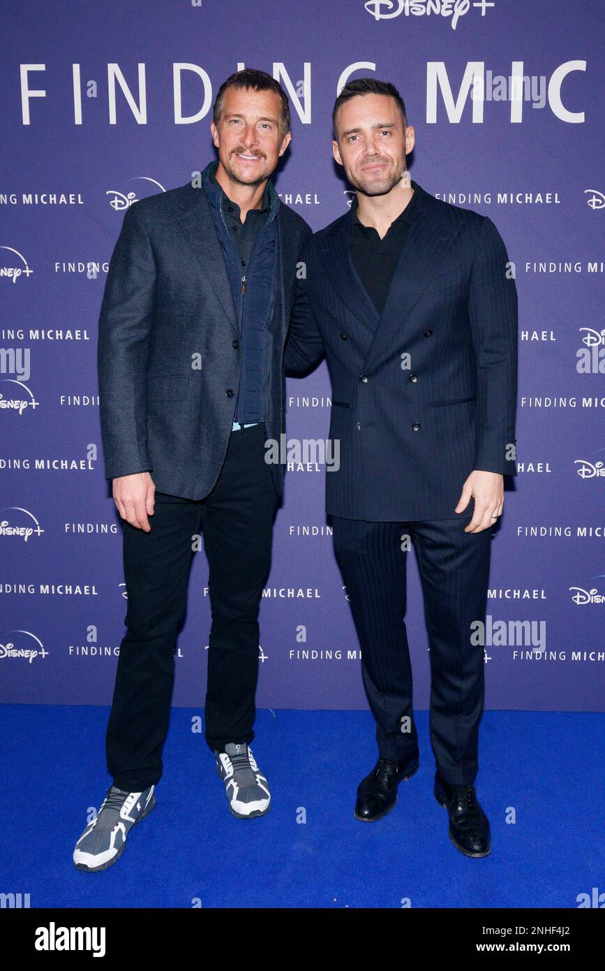 Spencer Matthews and Bear Grylls (left) attending the premiere of the