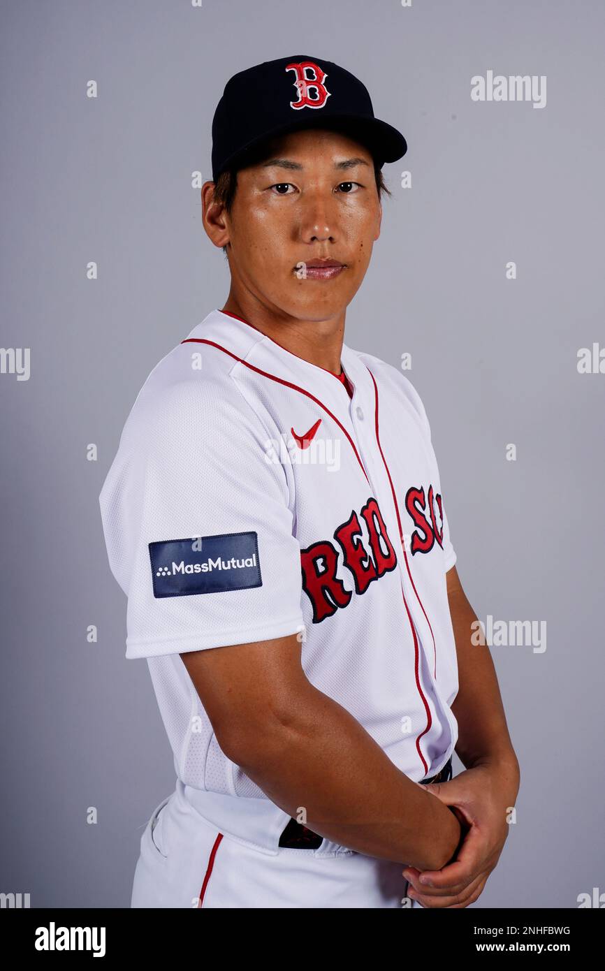 This is a 2023 photo of center fielder Masataka Yoshida of the Red