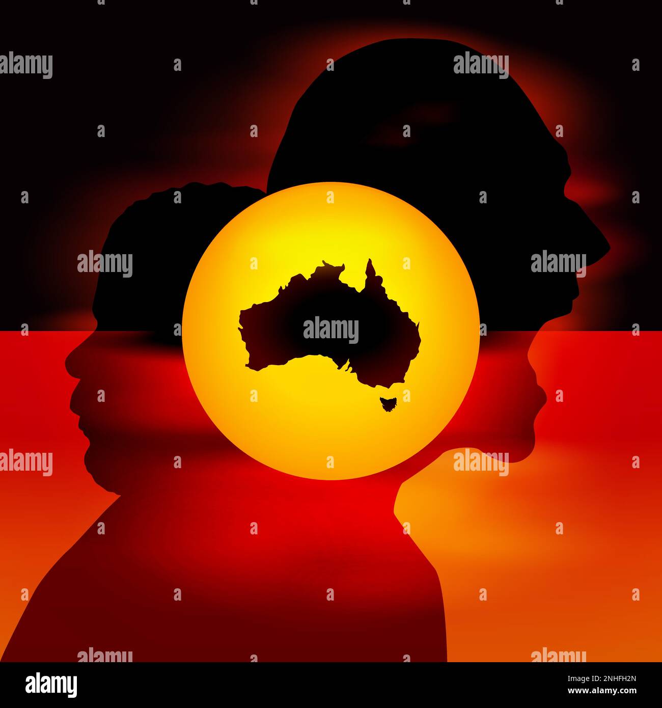 Aboriginal australian flag illustration, a tribute to first nations Stock Vector
