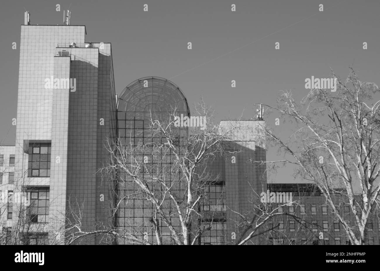 Brutalist architecture in Black and white Brutalism buildings Stock Photo