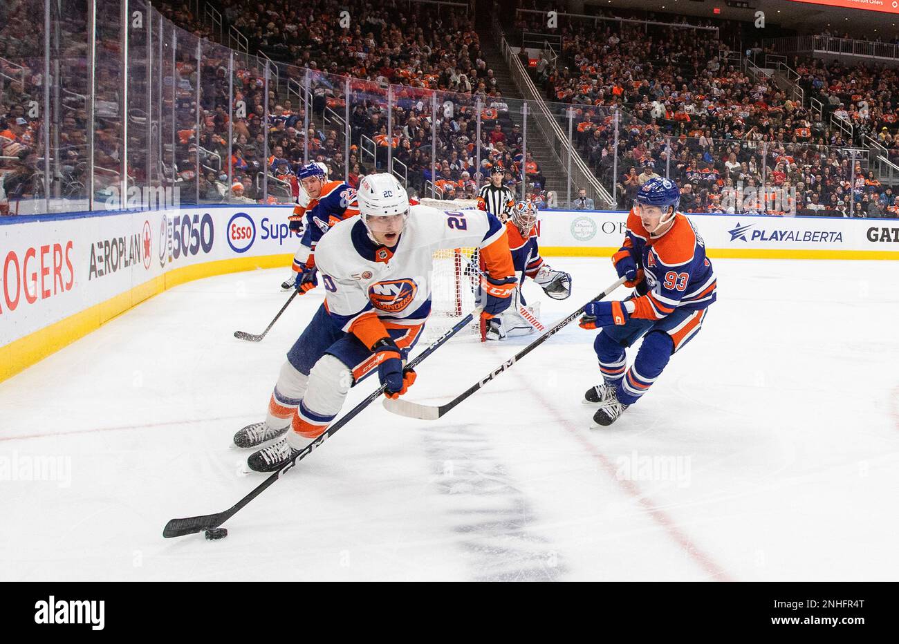 Edmonton Oilers' Ryan Nugent-Hopkins (93) skates during the third period of  an NHL hockey game against the Los Angeles Kings Monday, Jan. 9, 2023, in  Los Angeles. (AP Photo/Jae C. Hong Stock