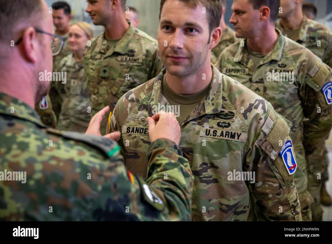 A U.S. Army paratrooper with with the 173rd Brigade Support Battalion