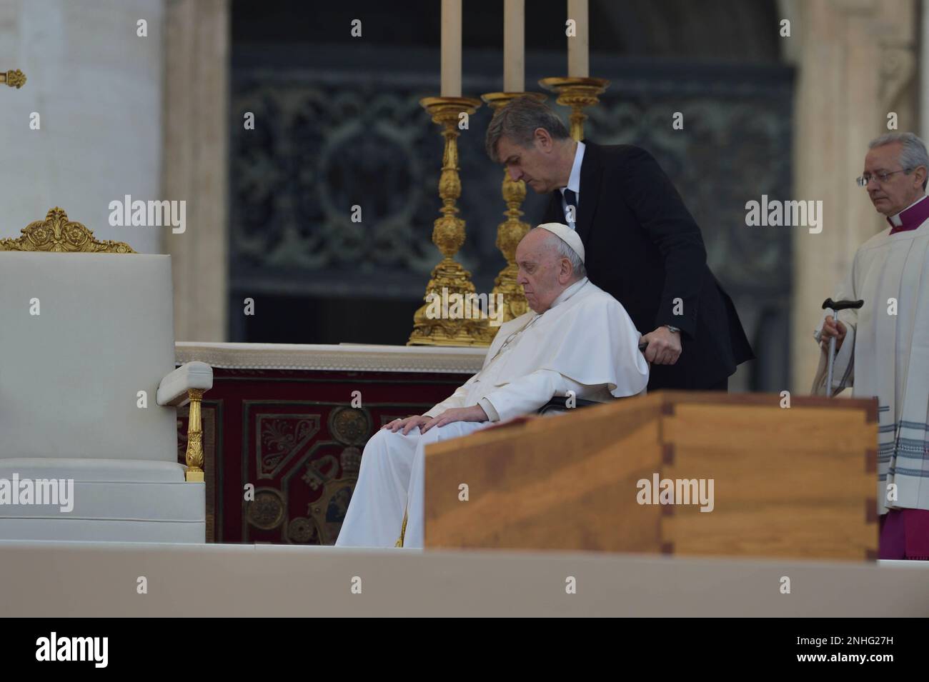 Pope Francis during the funeral of Pope Emeritus Benedict XVI at St ...
