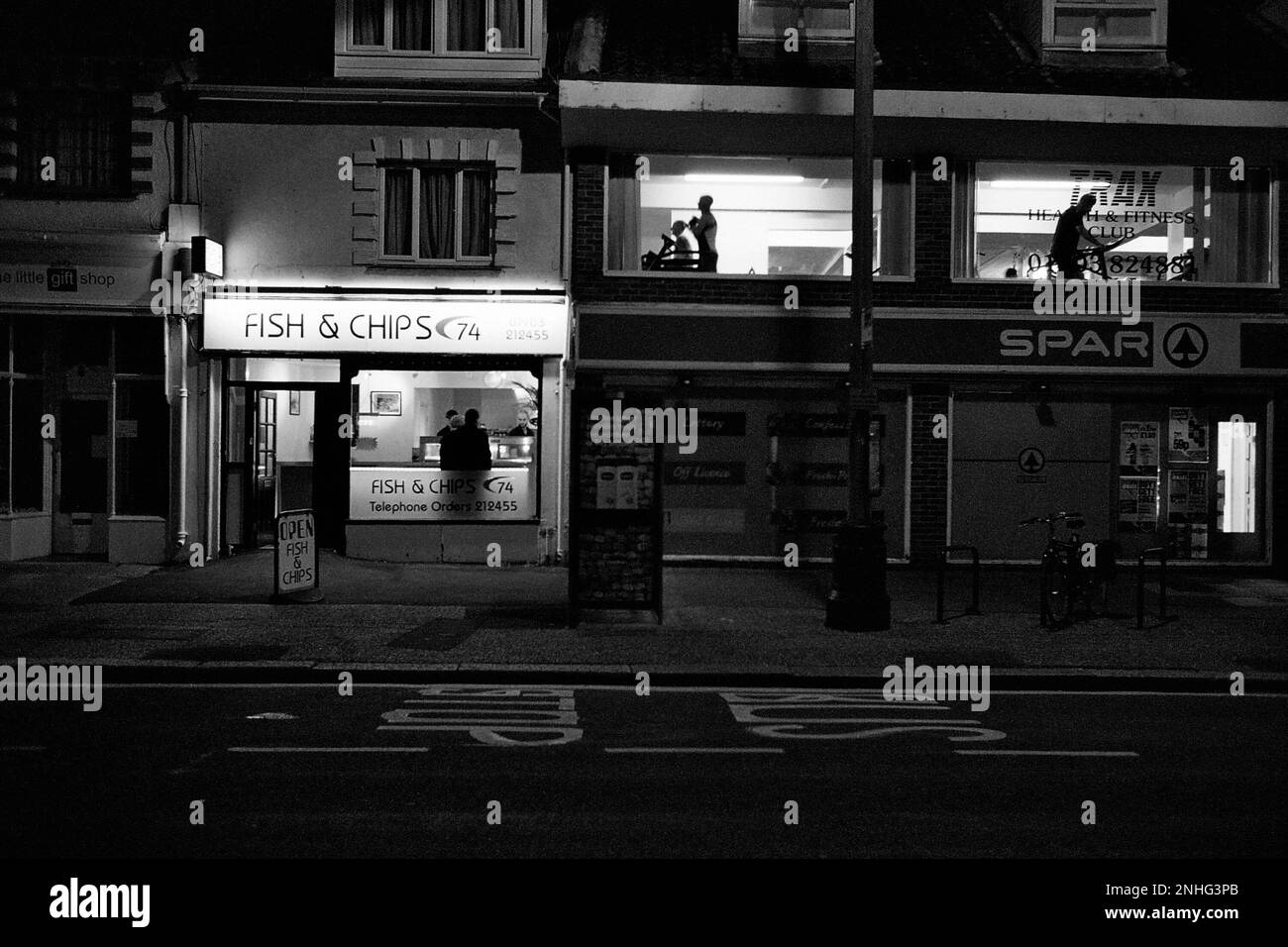 Traditional fish chips shop on Black and White Stock Photos & Images