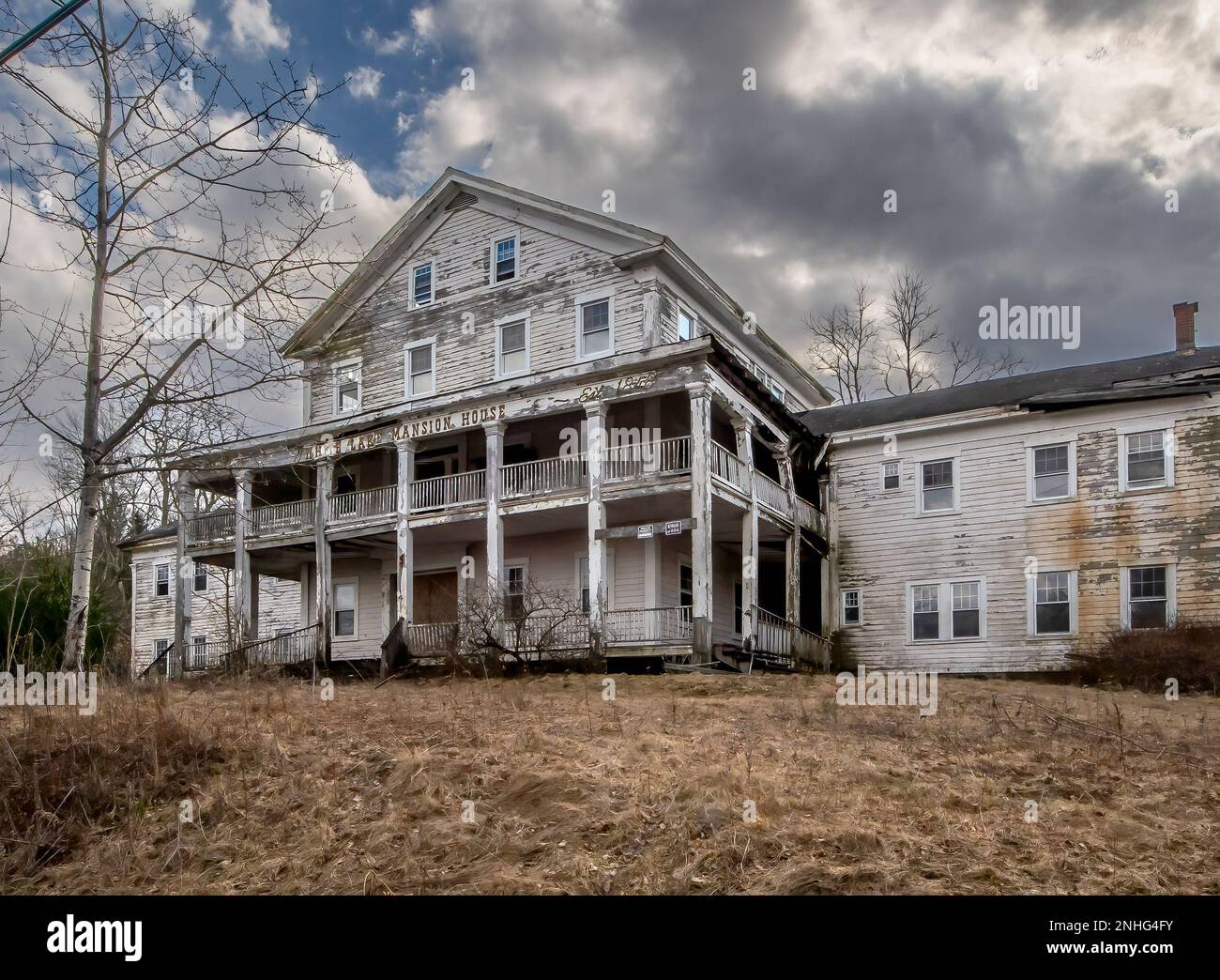 White Lake, NY USA Feb 20, 2023 Horizontal view of the rotting