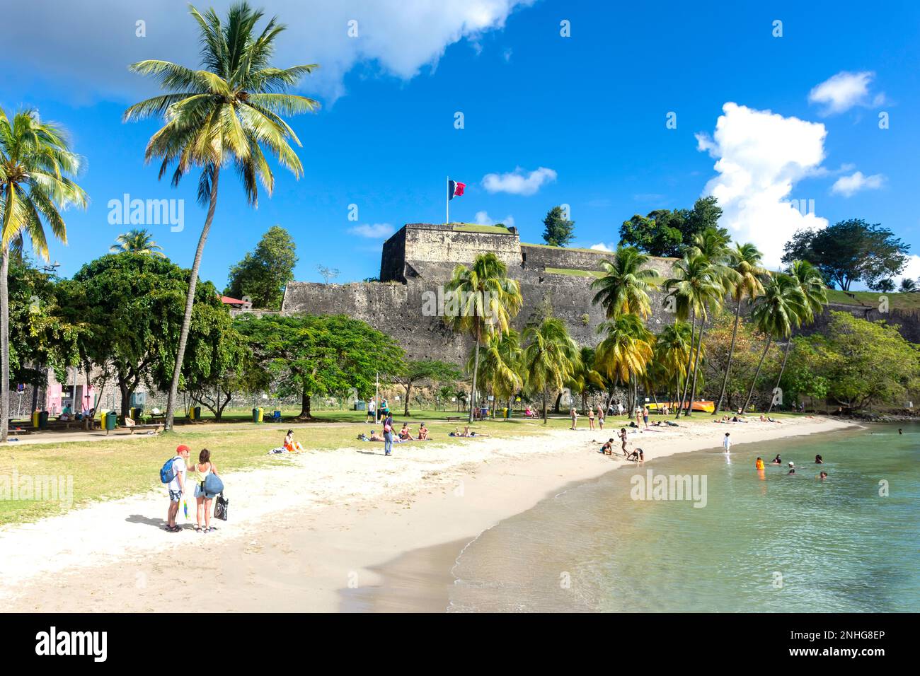Fort Saint-Louis and La Française Beach, Fort-de-France, Martinique, Lesser Antilles, Caribbean Stock Photo