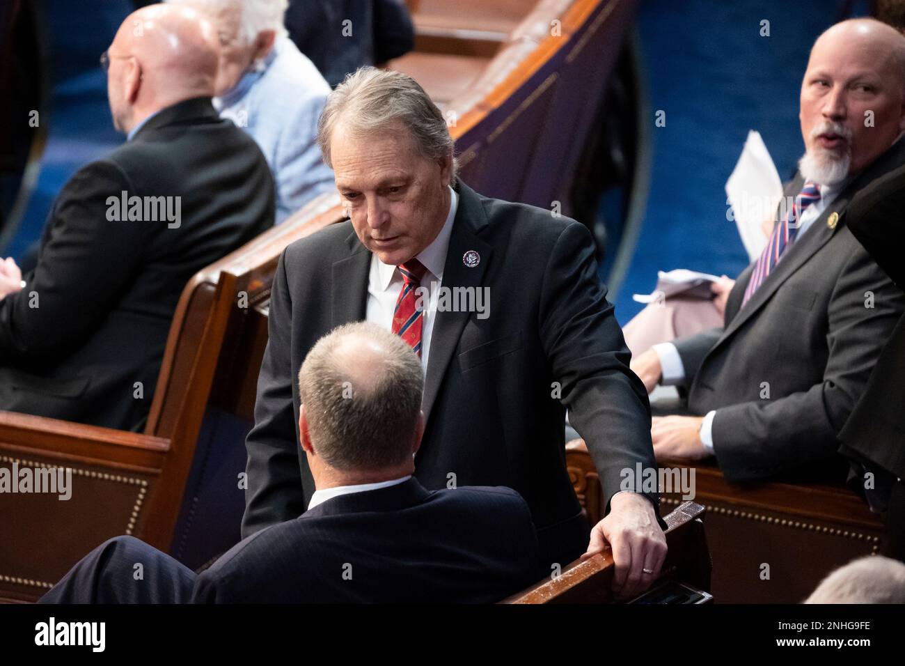 Rep. Andy Biggs (RAriz.) speaks with a colleague during the House