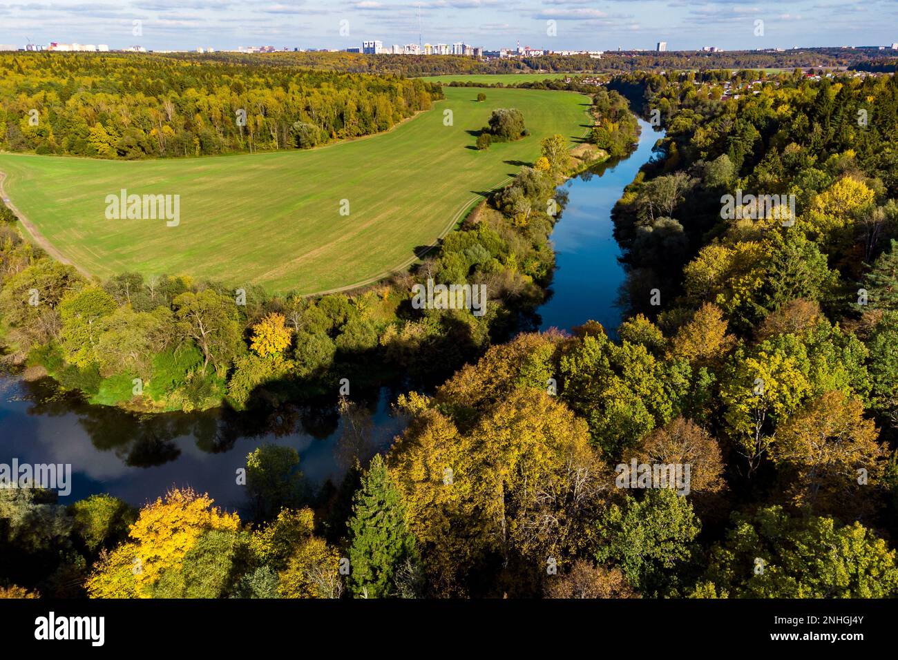 Aerial flight over farm fields hi-res stock photography and images - Alamy