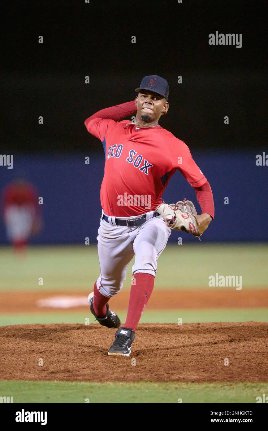 FCL Red Sox pitcher Luis Talavera (46) during a Florida Complex League  baseball game against the FCL Orioles on June 14, 2022 at Ed Smith Stadium  in Sarasota, Florida. (Mike Janes/Four Seam