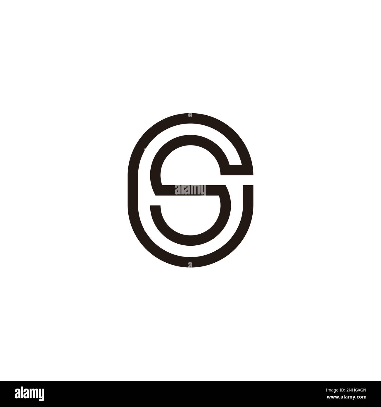 letter cs ovale simple geometric line logo vector Stock Vector