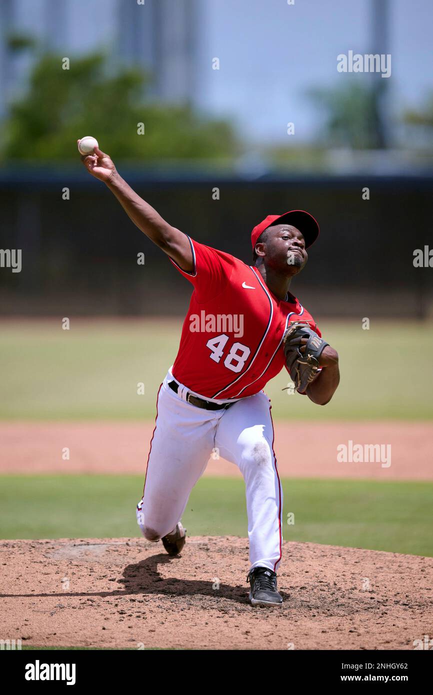 FCL Nationals pitcher Marquis Grissom Jr. (48) during a Florida Complex  League baseball game against the FCL Marlins on August 18, 2022 at The  Ballpark of the Palm Beaches in Palm Beach