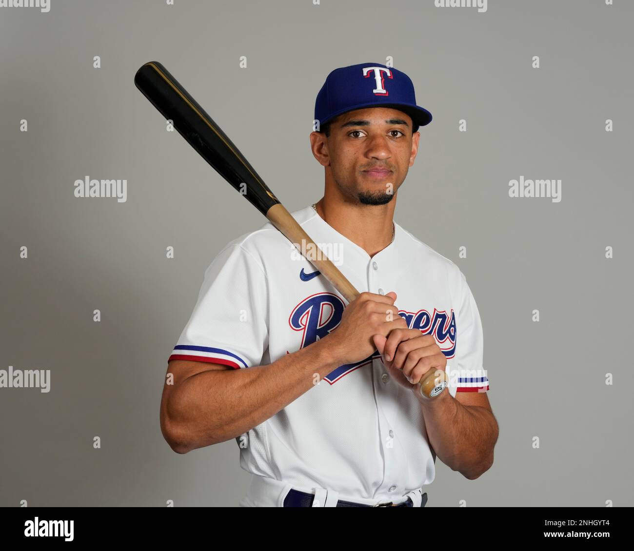 This is a 2021 photo of Bubba Thompson of the Texas Rangers baseball team.  This image reflects the Texas Rangers active roster as of Tuesday, Feb. 23,  2021 when this image was