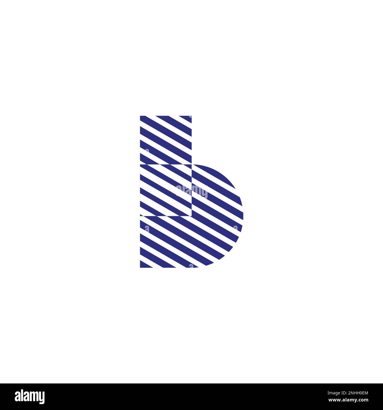 letter b blue stripes square logo vector Stock Vector