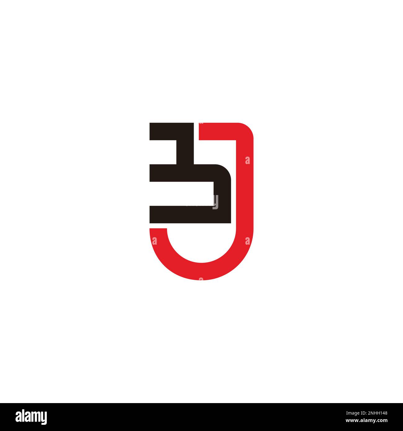 letter bj simple geometric badge logo vector Stock Vector