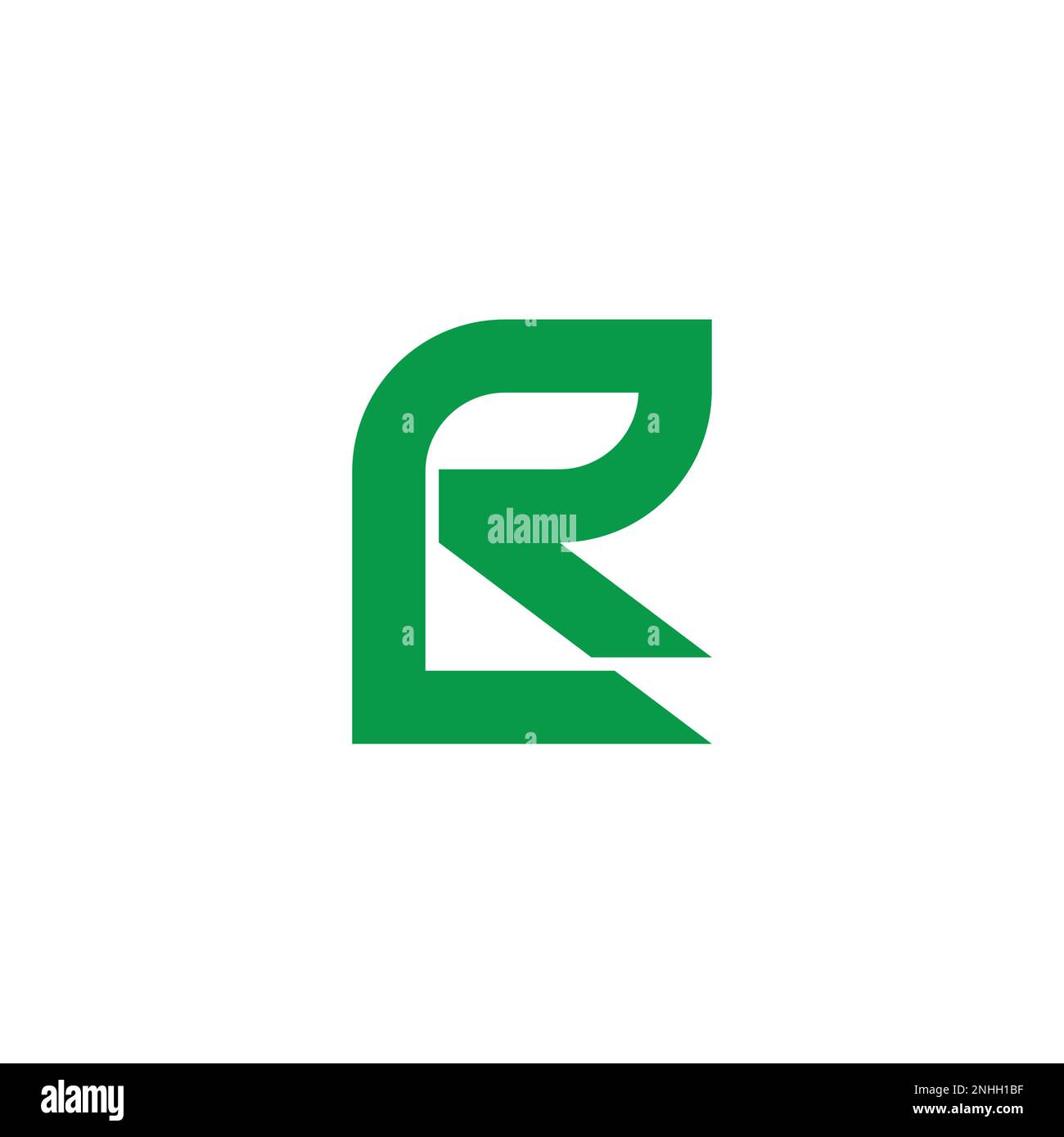 letter rl simple geometric green leaf logo vector Stock Vector