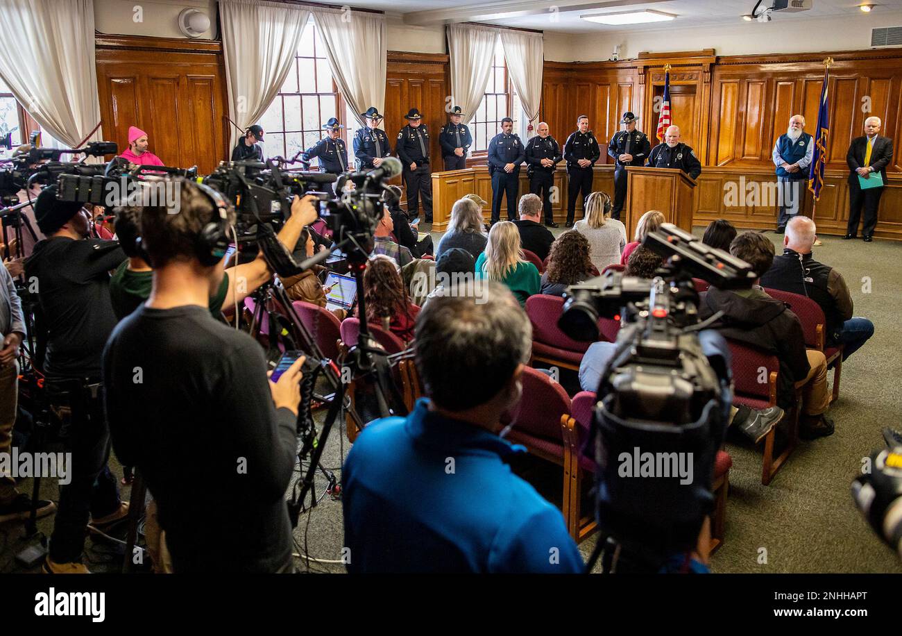 Moscow Police Department Chief James Fry answer questions from