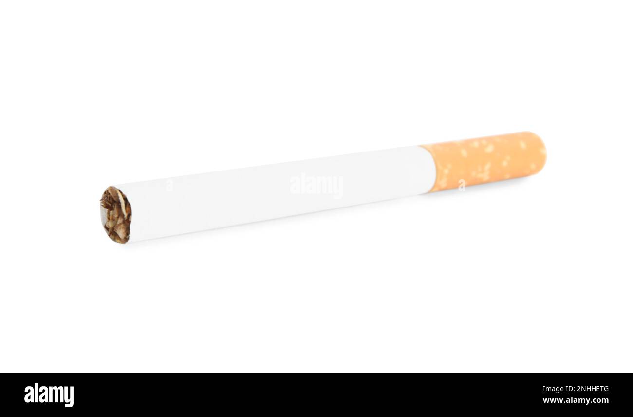 Cigarette with orange filter isolated on white Stock Photo Alamy