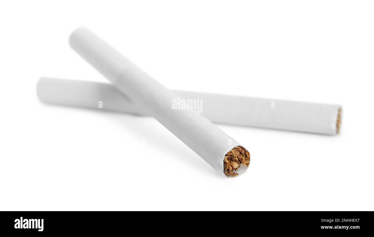 Cigarettes with filters isolated on white. Bad habit Stock Photo Alamy