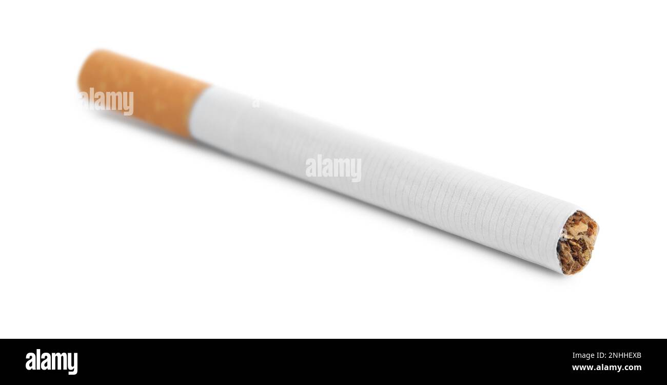 Cigarette with orange filter isolated on white Stock Photo Alamy
