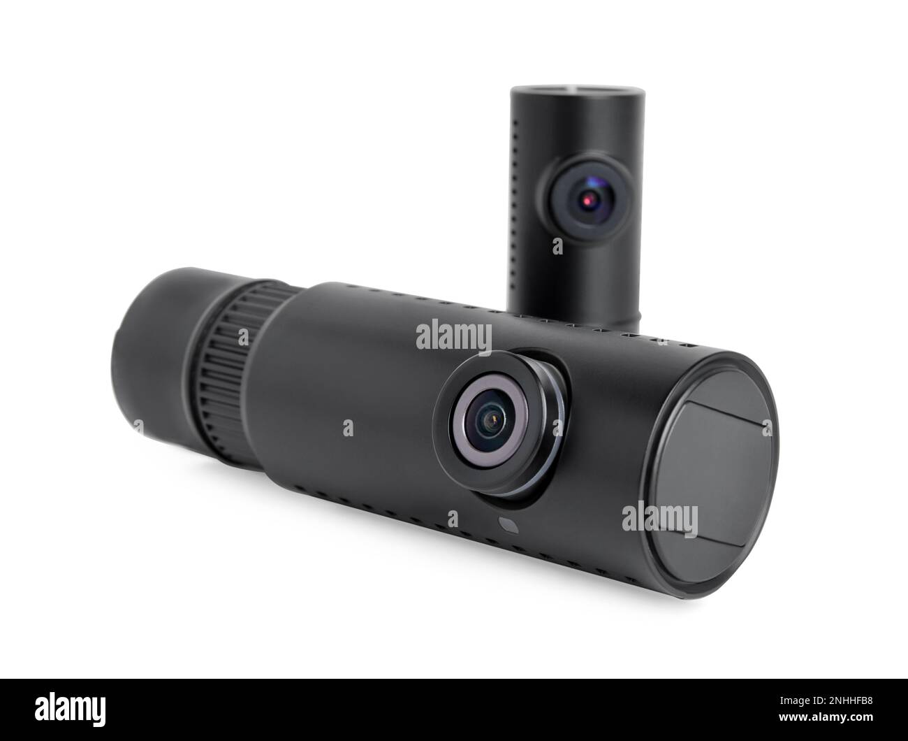 Black modern car cameras isolated on white Stock Photo Alamy