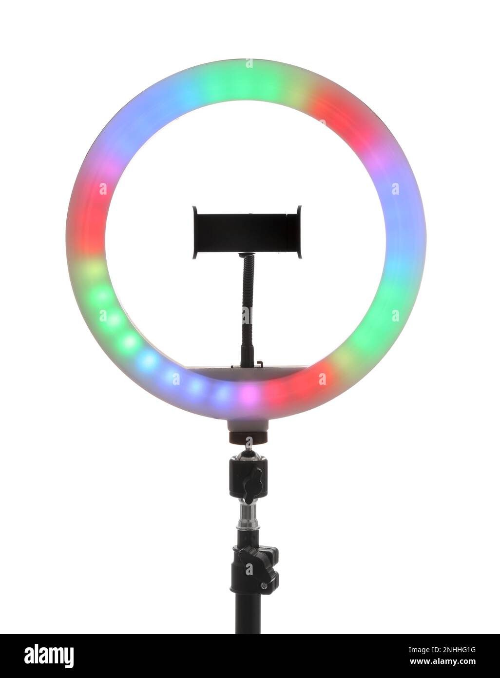 Tripod with ring light isolated on white Stock Photo - Alamy