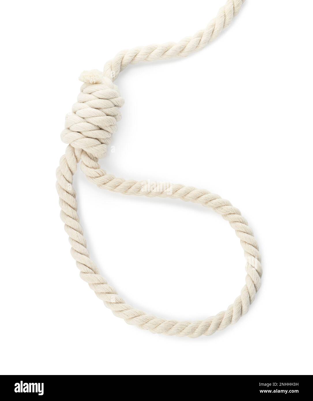 Rope noose with knot on white background, top view Stock Photo Alamy