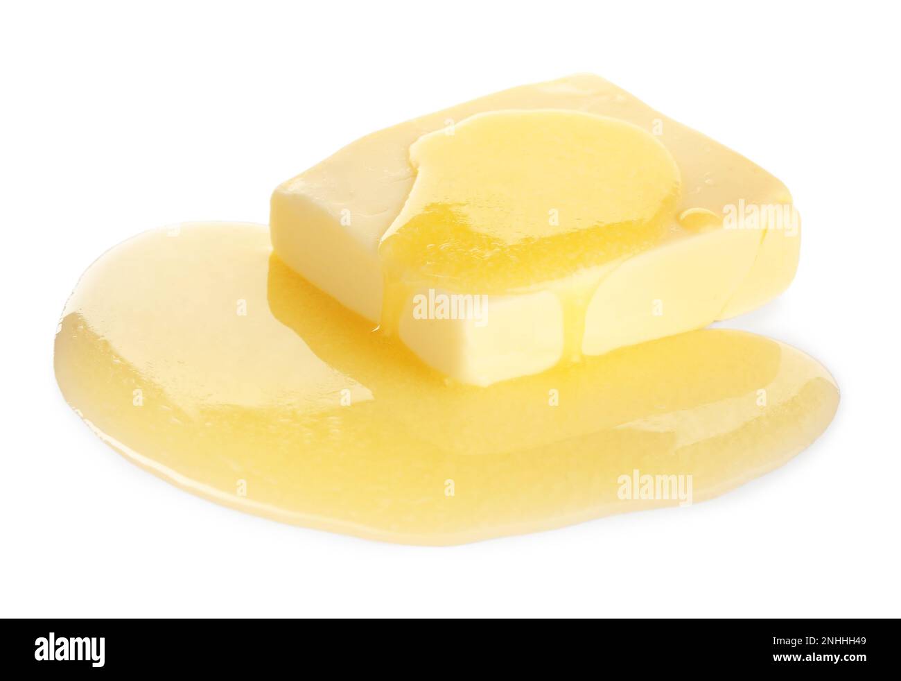 Tasty fresh melting butter on white background Stock Photo - Alamy