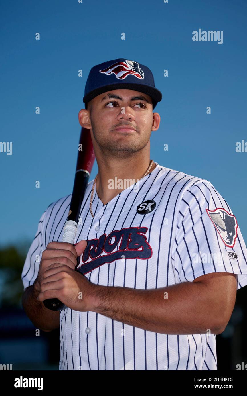 Somerset Patriots Jasson Dominguez (32) poses for a photo before an Eastern  League game against the Portland Sea Dogs on September 15, 2022 at TD Bank  Ballpark in Bridgewater Township, New Jersey. (