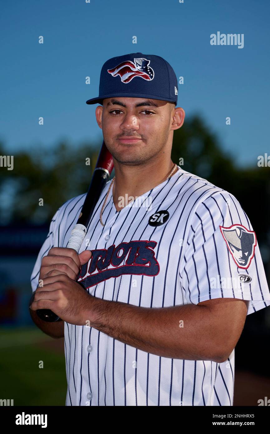 Somerset Patriots Jasson Dominguez (32) poses for a photo before an Eastern League game against the Portland Sea Dogs on September 15, 2022 at TD Bank Ballpark in Bridgewater Township, New Jersey