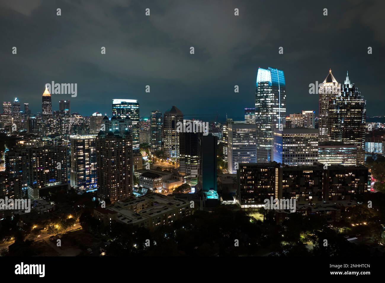 Aerial view of downtown district of Atlanta city in USA