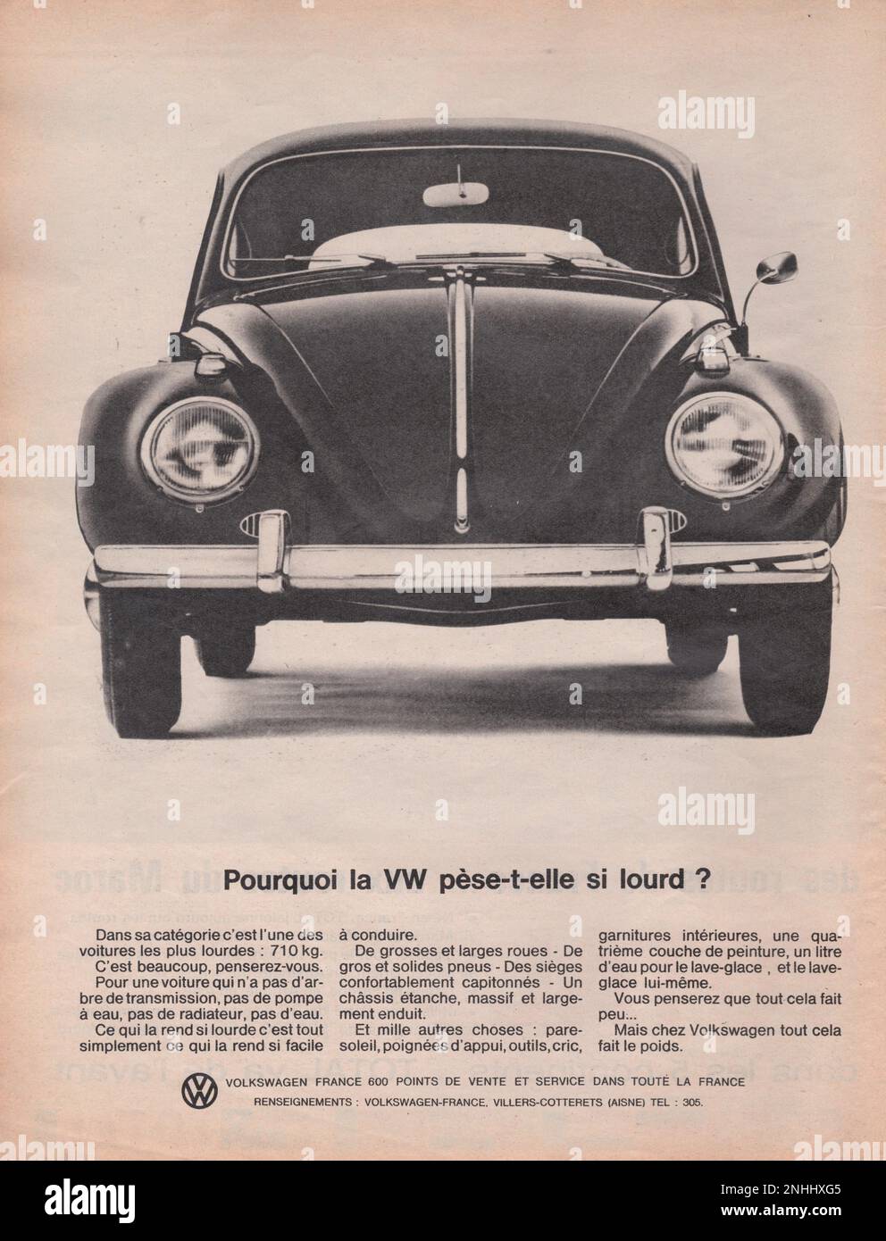 Volkswagen Beetle vintage French advertisement Volkswagen affiche Volkswagen publicite Stock Photo