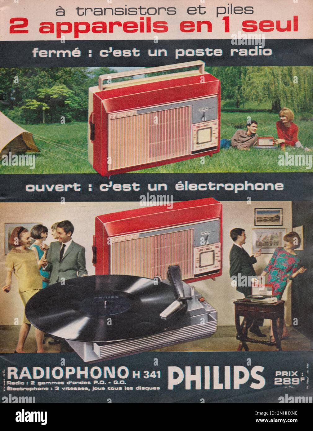 Philips Radiophono Philips vintage magazine advertisement Philips retro commercial Philips French advert Stock Photo