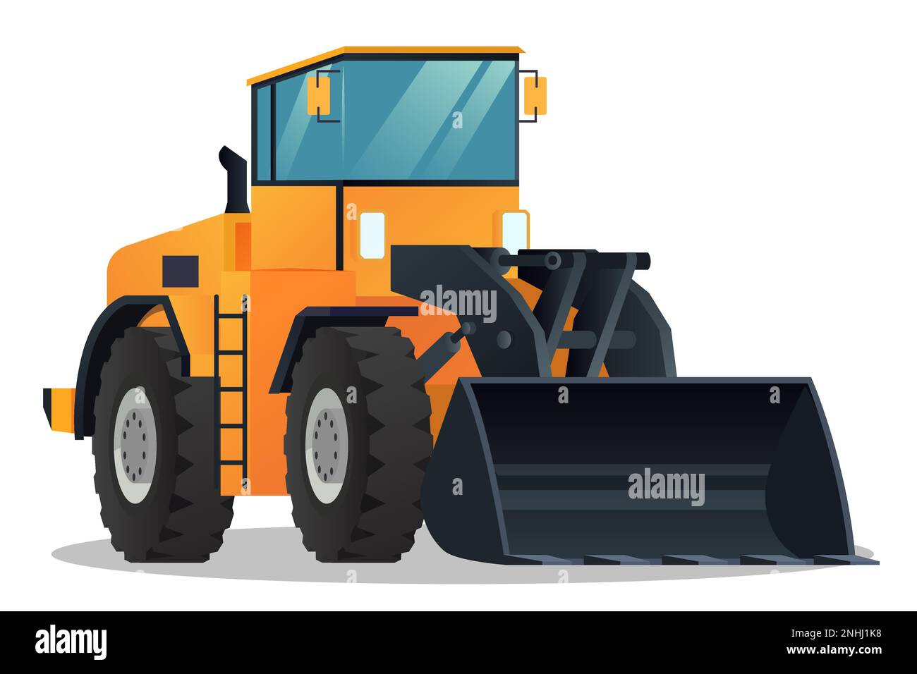 Cartoon Wheel Loader or Bulldozer Isolated Illustration Stock Vector