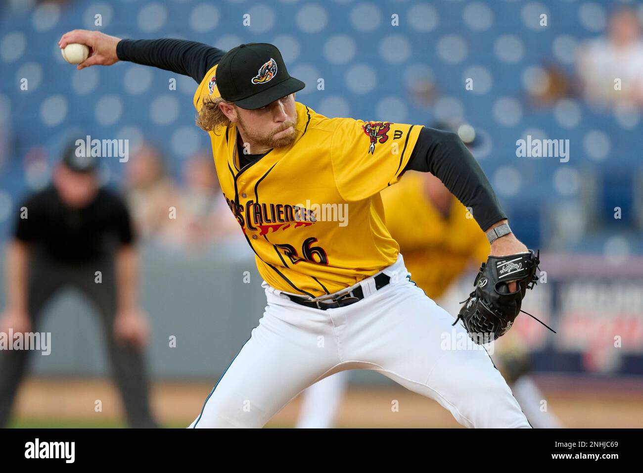 Perros Calientes De Akron pitcher Nick Gallagher (26) during an Eastern