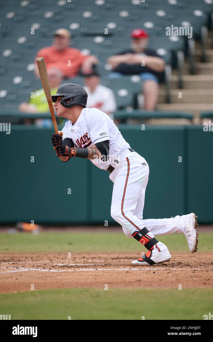 Bowie Baysox Joseph Ortiz (6) bats during an Eastern League baseball