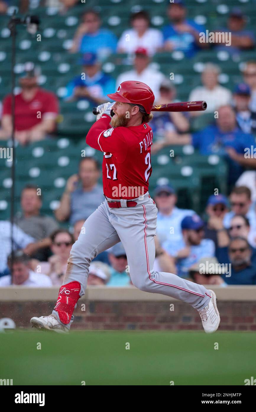 Cincinnati Reds Jake Fraley (27) bats during a Major League Baseball