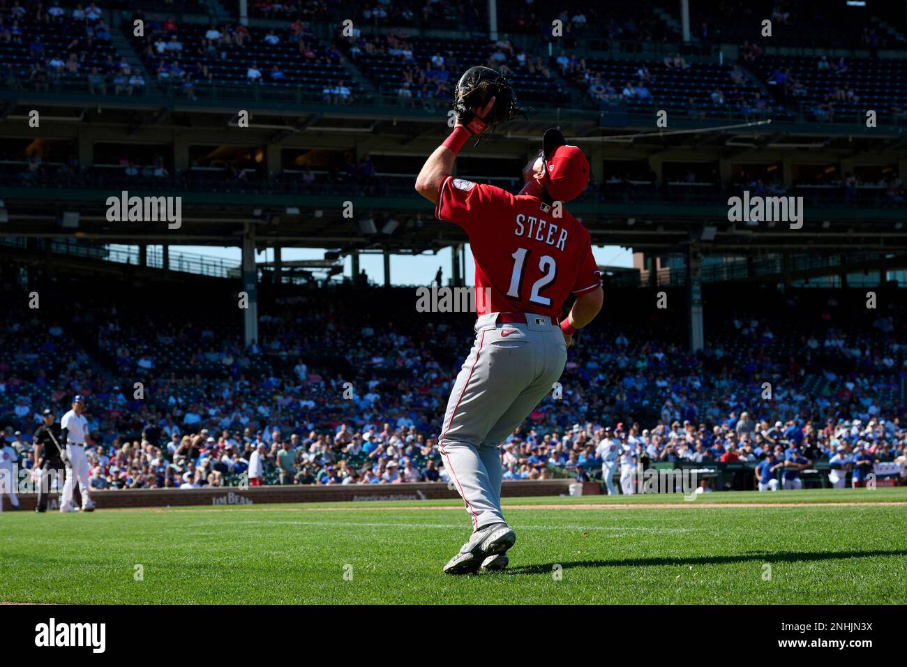 Cincinnati Reds first baseman Spencer Steer (7) leaves the dugout during a  baseball game against the Washington Nationals Friday, Aug. 4, 2023, in  Cincinnati. (AP Photo/Jeff Dean Stock Photo - Alamy