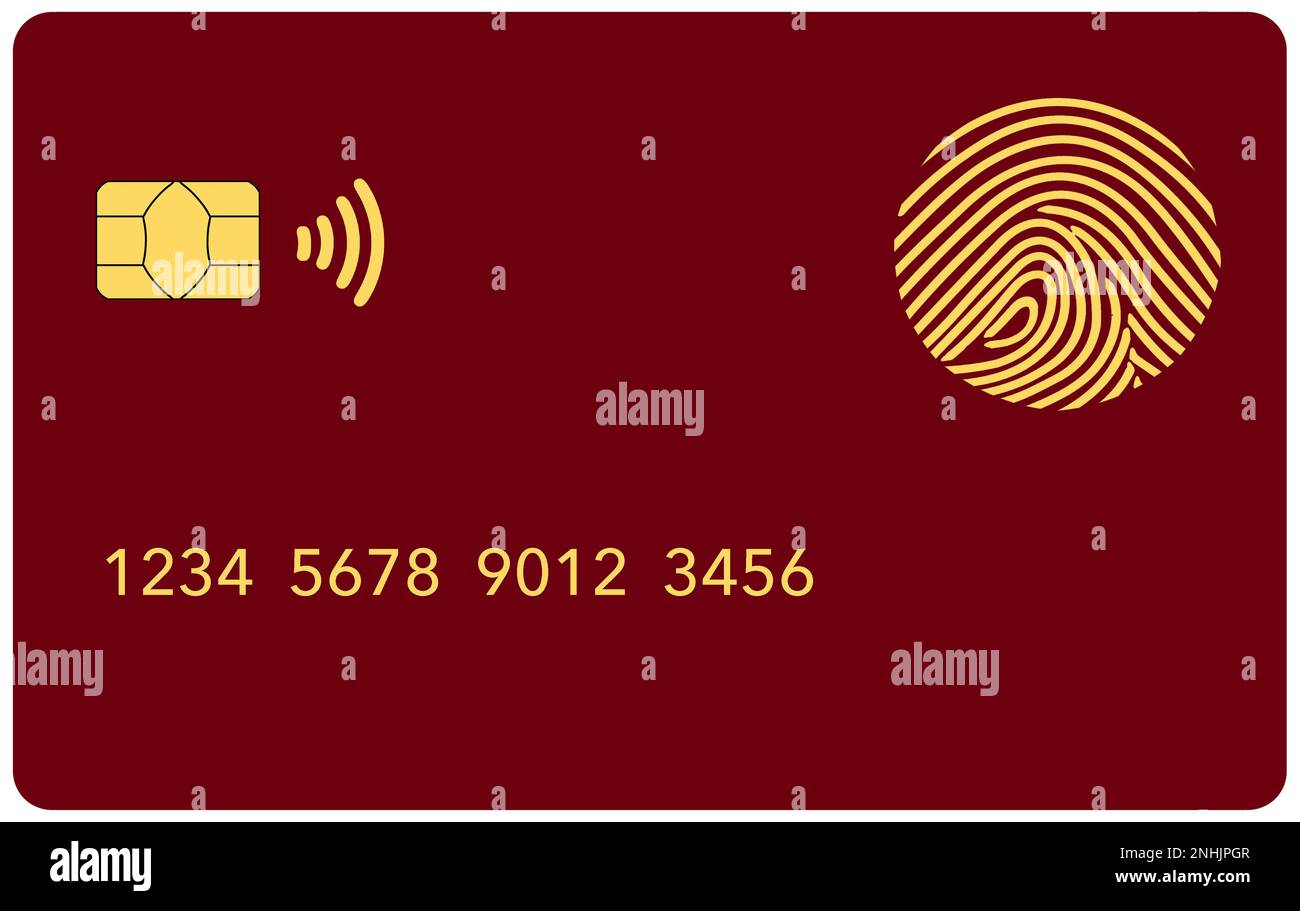 Here is generic biometric fingerprint credit card or debit card isolated on the background and