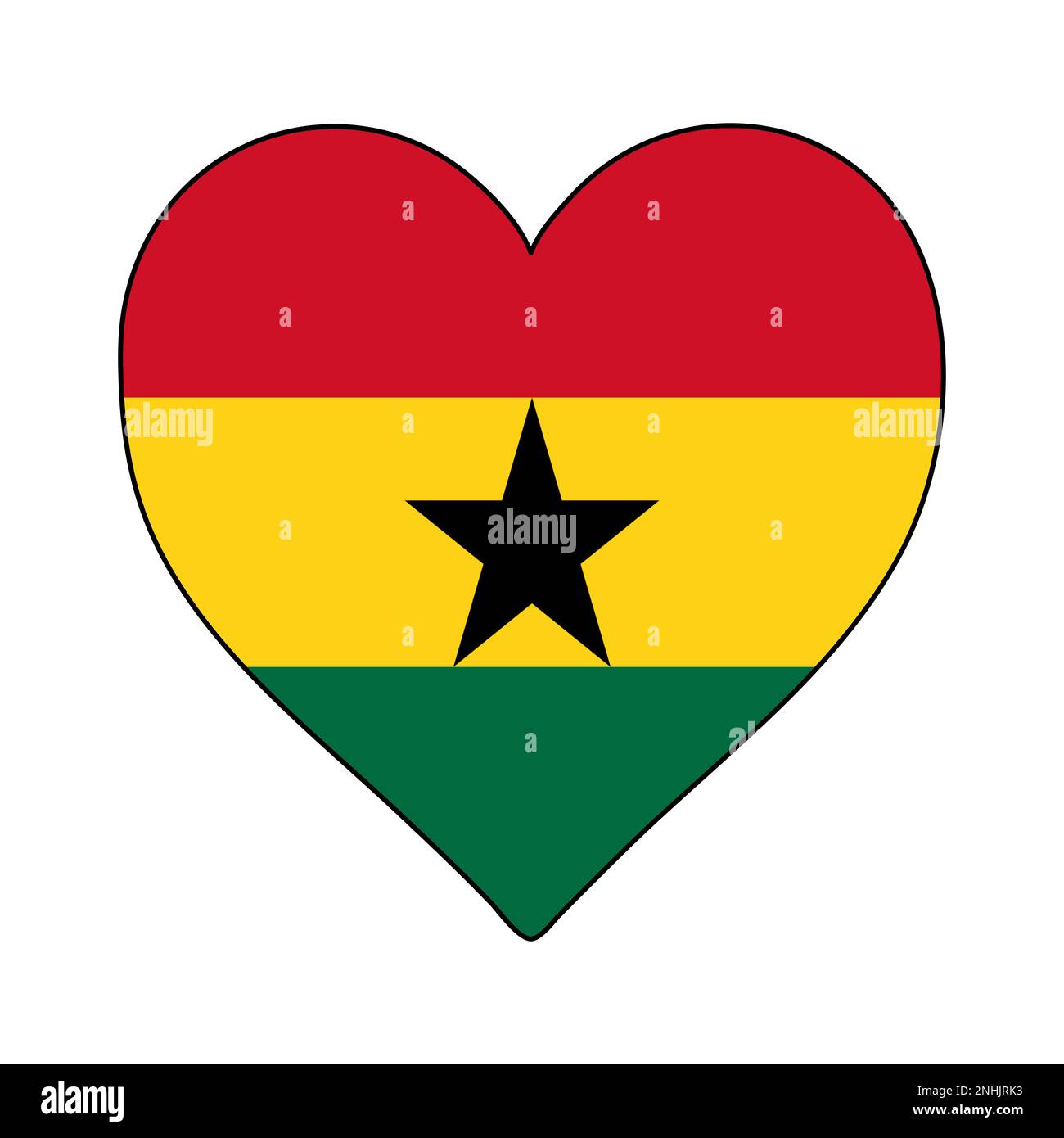 Ghana Heart Shape Flag. Love Ghana. Visit Ghana. Western Africa. African Union. Vector Illustration Graphic Design. Stock Vector