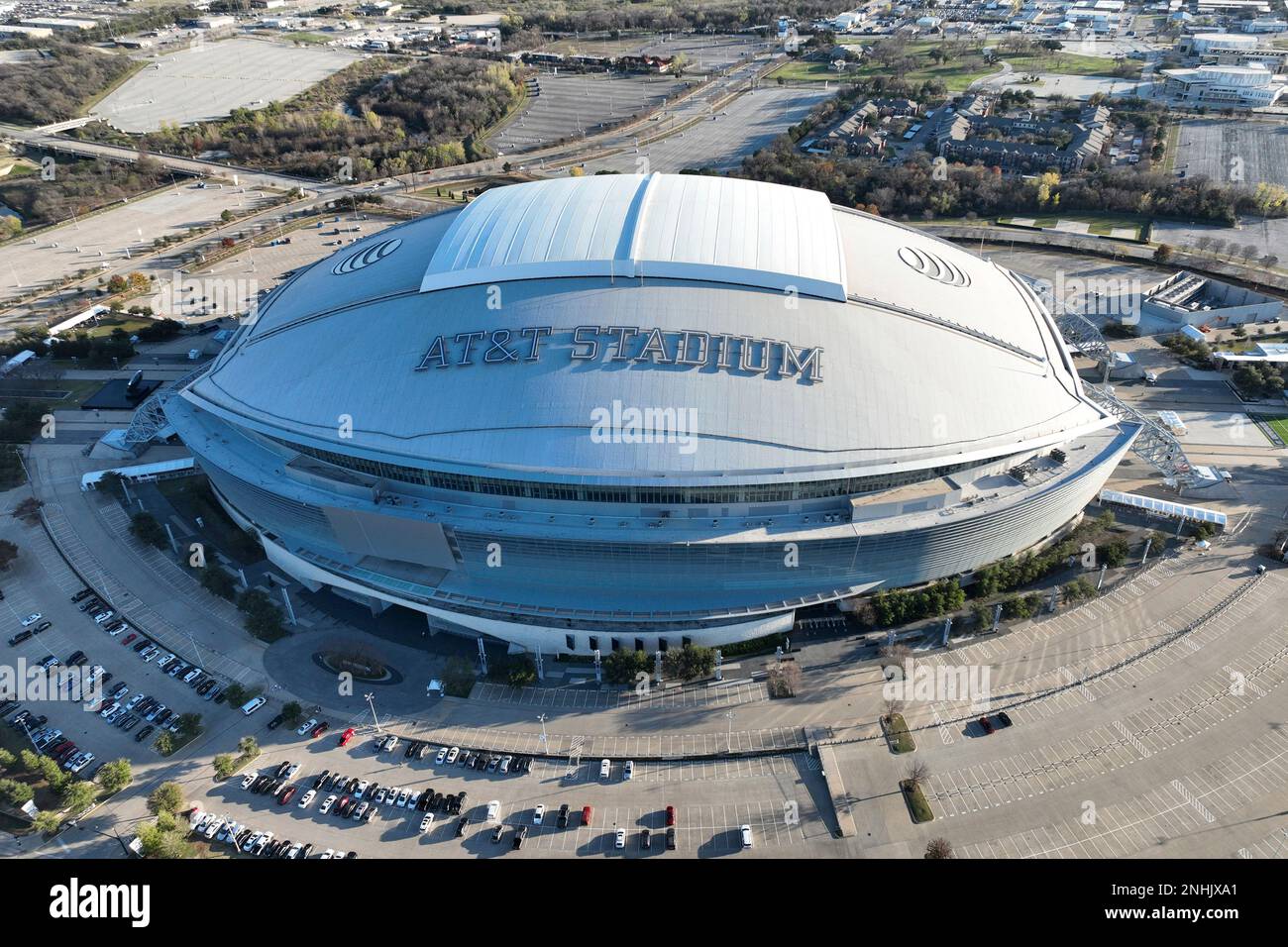 A general overall aerial view of AT&T Stadium, Tuesday, Dec. 20, 2022 ...